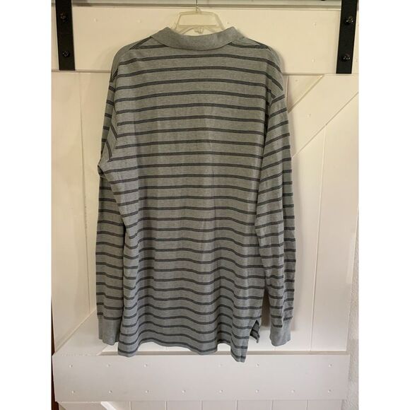 Polo Ralph Lauren Gray Striped Long Sleeve Polo Shirt‎ Men's XL Cotton - Picture 2 of 7